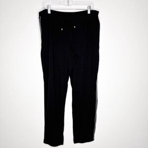 Calme by Johnny Was Relaxed Knit Joggers Black Silver Trim Bamboo Size Large